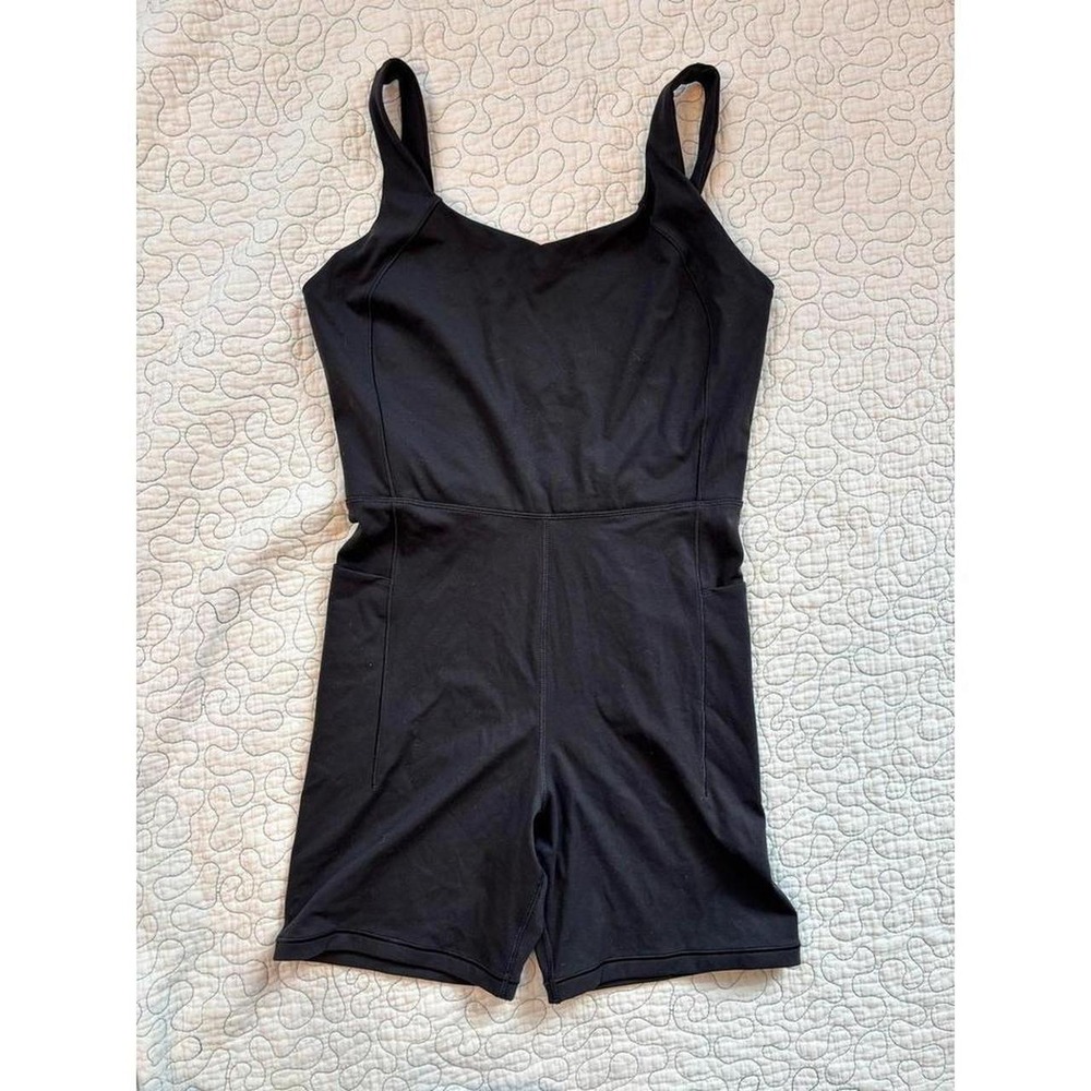 Calia Women's Black Athletic Romper Sleeveless Bodysuit with Pockets Size Small